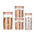 Glass Kitchen Canisters Clear Glass Food Storage Jar With Airtight Bamboo Lids GSJ-03S